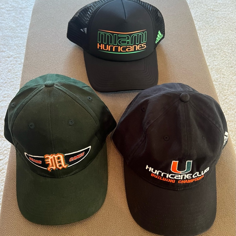 Univ of Miami Hurricanes Baseball Hats